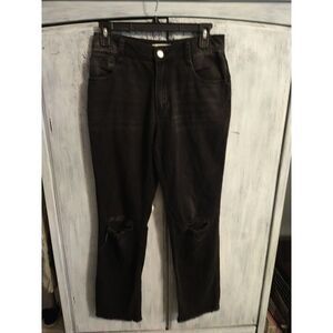 Cloth & Stone Distressed Grunge Cropped Jeans Black Size 25 Freyed Edge